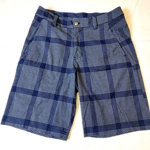 Lululemon Mens Shorts Blue Plaid 32" Waist 10" Inseam Casual Golf
